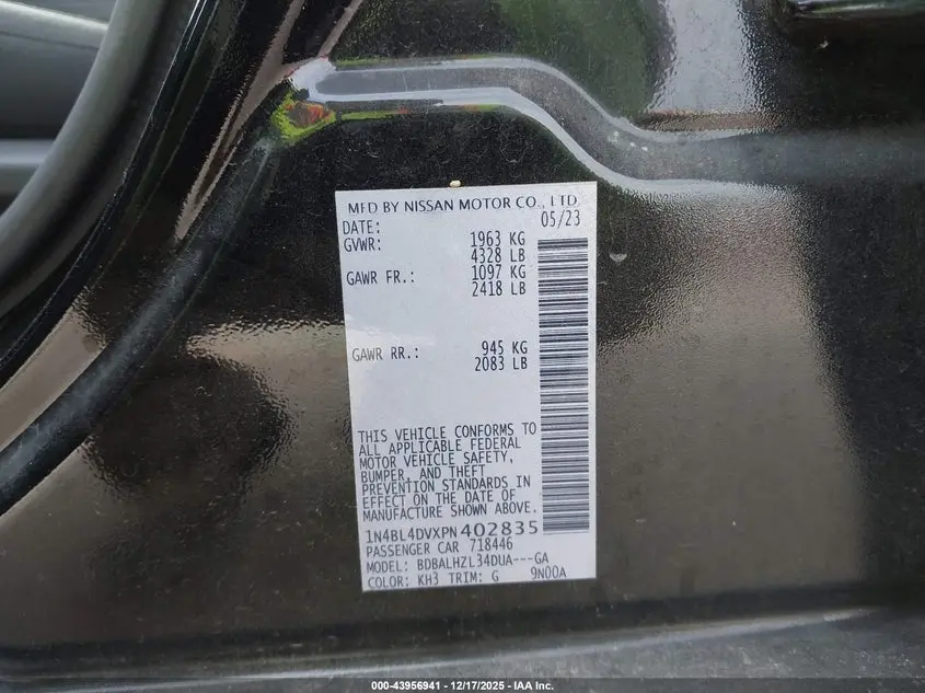 2023 NISSAN ALTIMA SV FWD