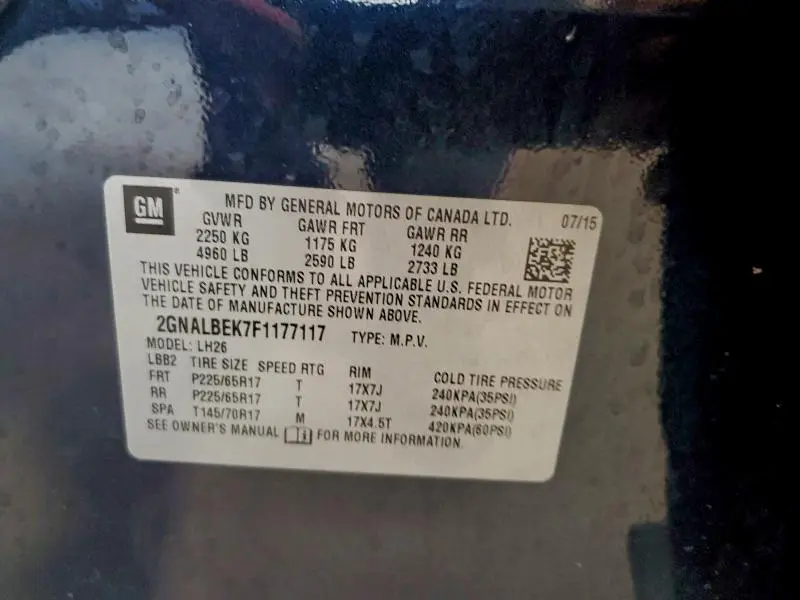 2015 CHEVROLET EQUINOX LT  