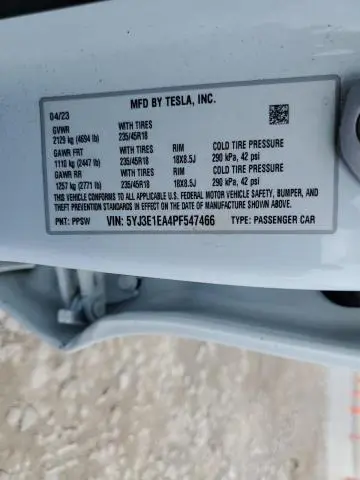 2023 TESLA MODEL 3 