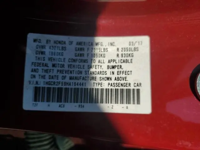 2017 HONDA ACCORD SPORT  