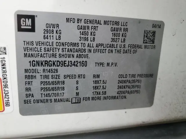 2014 CHEVROLET TRAVERSE LT  