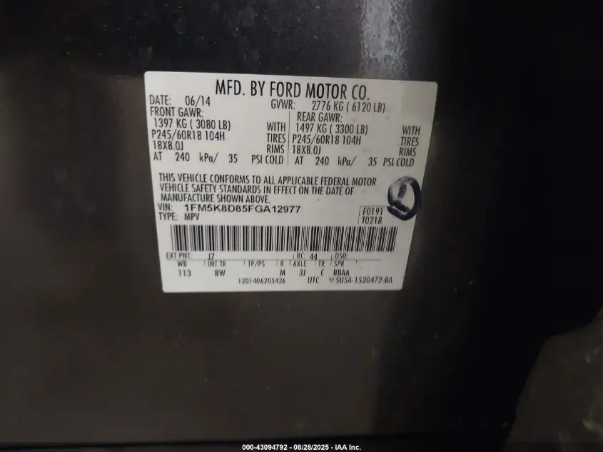 2015 FORD EXPLORER XLT