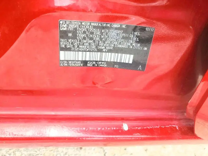 2012 TOYOTA RAV4 BASE  