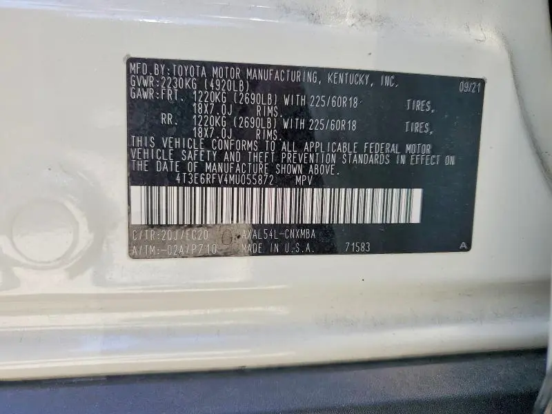 2021 TOYOTA RAV4 XSE  