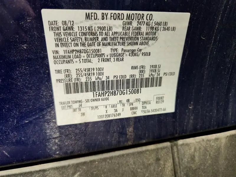 2013 FORD TAURUS SEL  