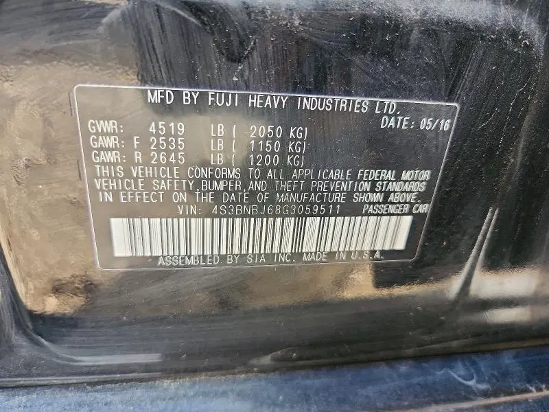 2016 SUBARU LEGACY 2.5I LIMITED  
