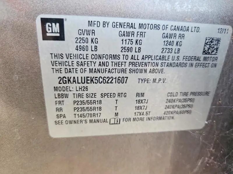 2012 GMC TERRAIN SLT  