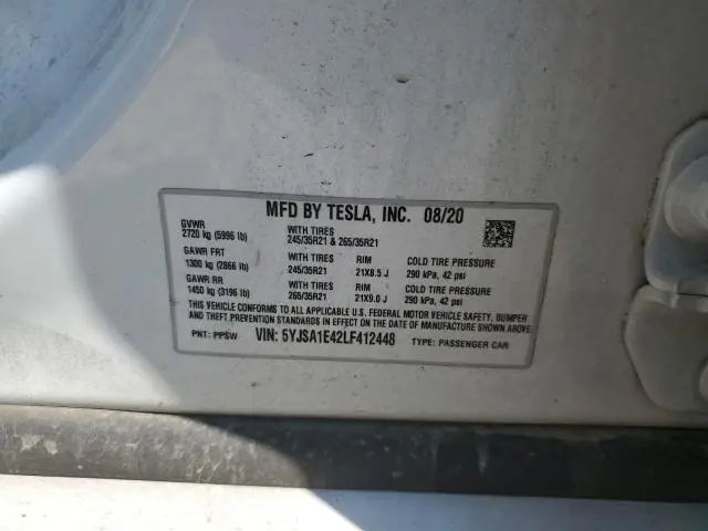 2020 TESLA MODEL S   