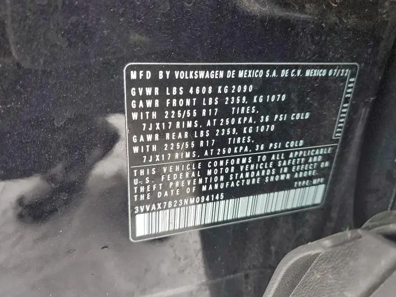 2022 VOLKSWAGEN TAOS S  