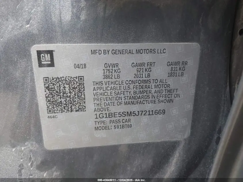 2018 CHEVROLET CRUZE LT AUTO