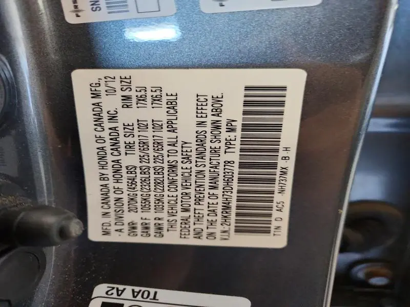 2013 HONDA CR-V EXL  
