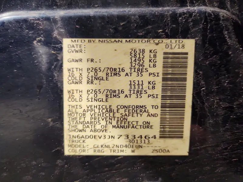 2018 NISSAN FRONTIER S  