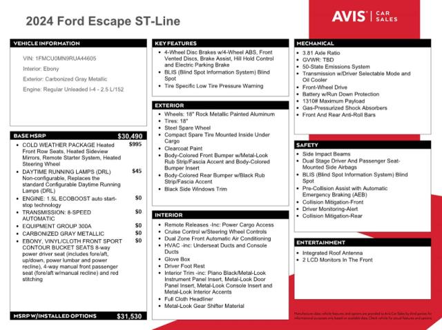 2024 FORD ESCAPE ST LINE