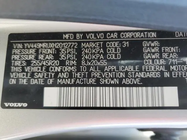 2017 VOLVO XC60 T6 INSCRIPTION  