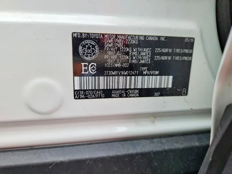 2019 TOYOTA RAV4 LIMITED  