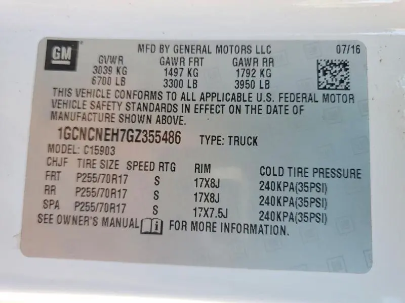 2016 CHEVROLET SILVERADO C1500  