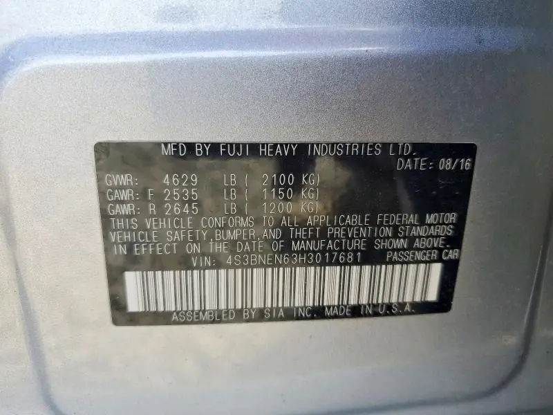 2017 SUBARU LEGACY 3.6R LIMITED  