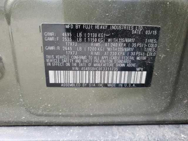2015 SUBARU OUTBACK 2.5I PREMIUM  