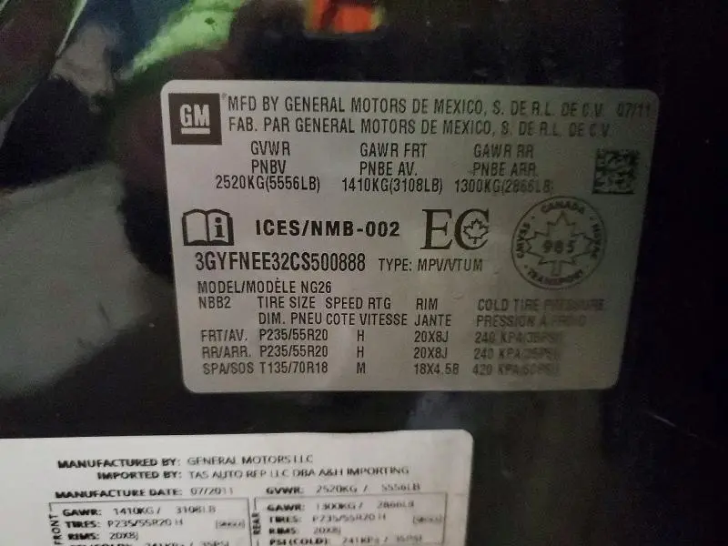 2012 CADILLAC SRX PERFORMANCE COLLECTION  