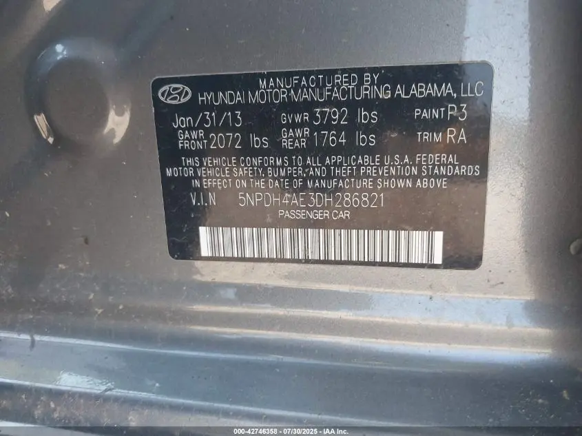 2013 HYUNDAI ELANTRA GLS