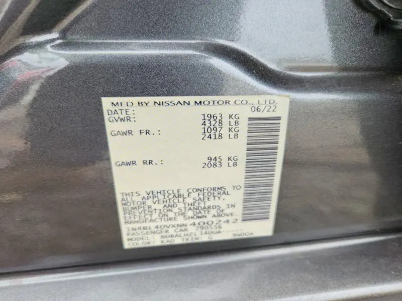 2022 NISSAN ALTIMA SV  