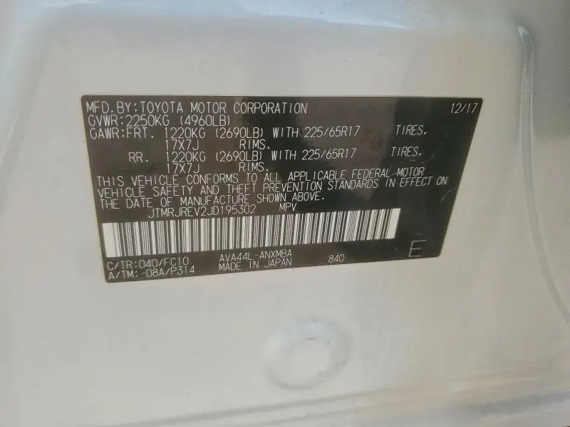 2018 TOYOTA RAV4 HV LE  