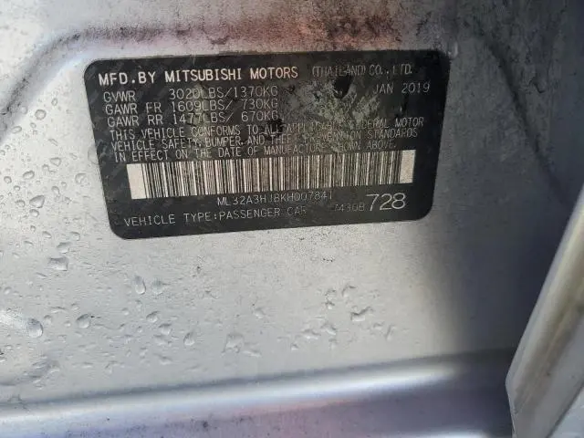 2019 MITSUBISHI MIRAGE ES  