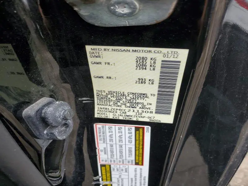 2012 NISSAN ALTIMA 3.5 SR  