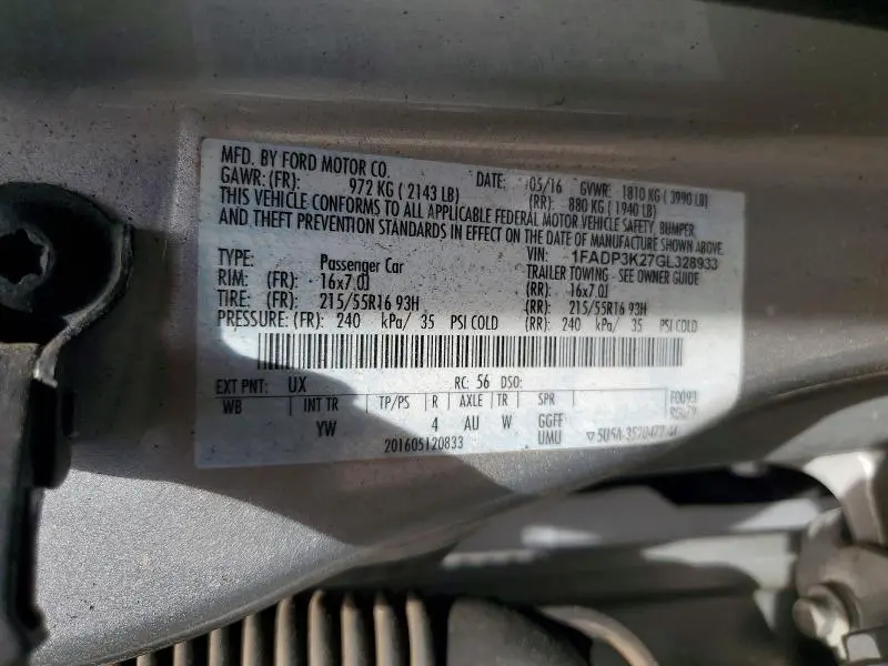 2016 FORD FOCUS SE  