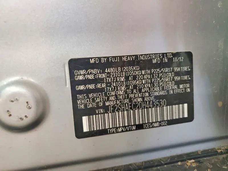 2013 SUBARU FORESTER LIMITED  