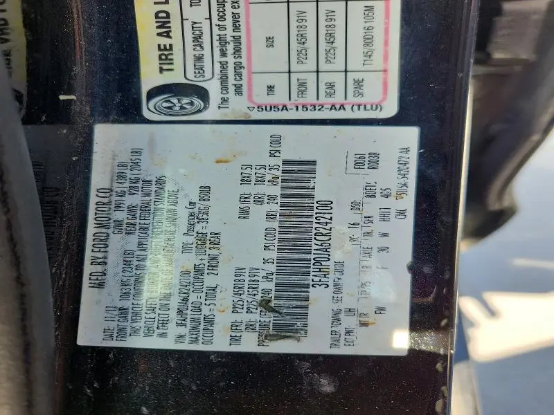 2012 FORD FUSION SEL  