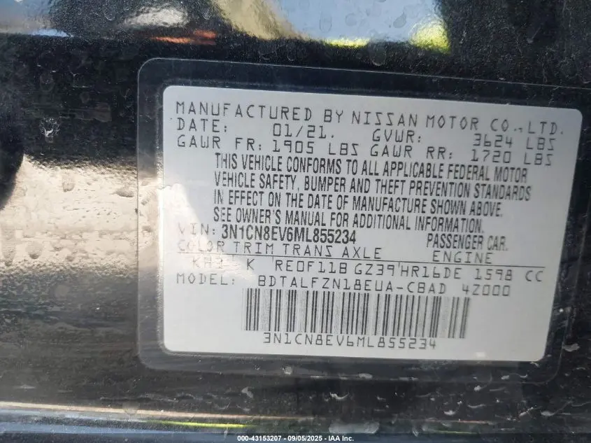 2021 NISSAN VERSA SV XTRONIC CVT