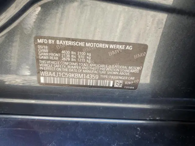 2019 BMW 430I GRAN COUPE  