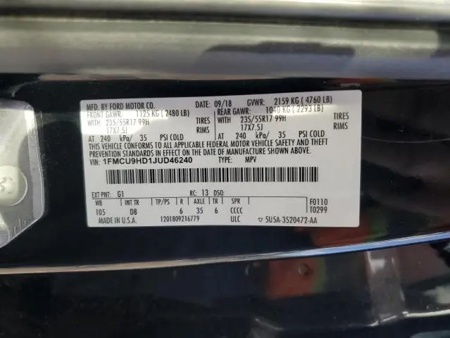 2018 FORD ESCAPE SEL