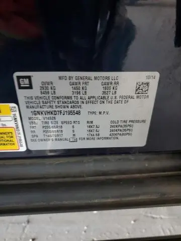 2015 CHEVROLET TRAVERSE LT  