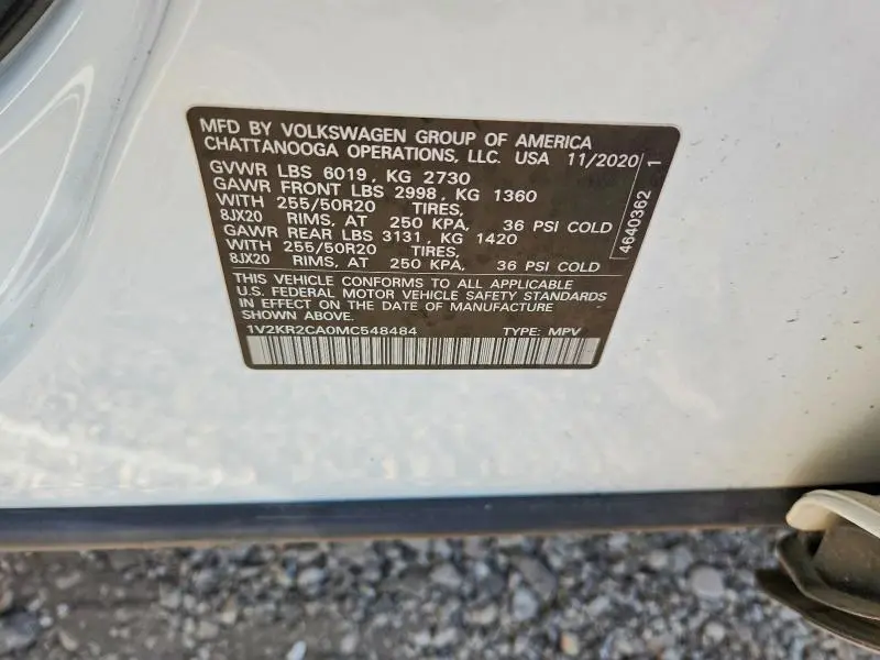 2021 VOLKSWAGEN ATLAS SE  