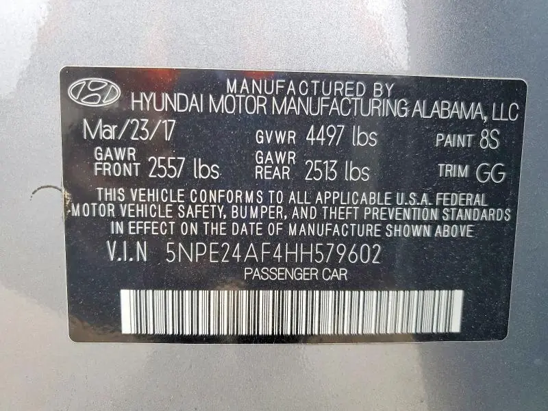 2017 HYUNDAI SONATA SE  