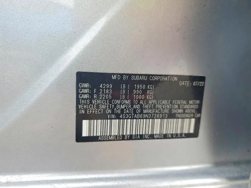 2022 SUBARU IMPREZA   