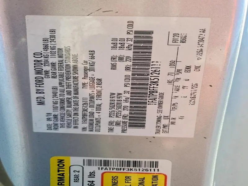 2019 FORD MUSTANG GT  