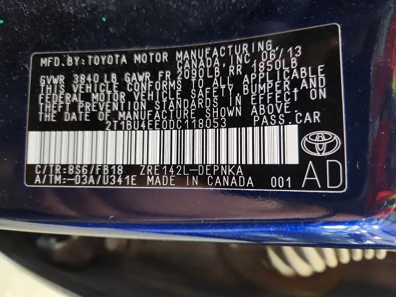 2013 TOYOTA COROLLA LE  