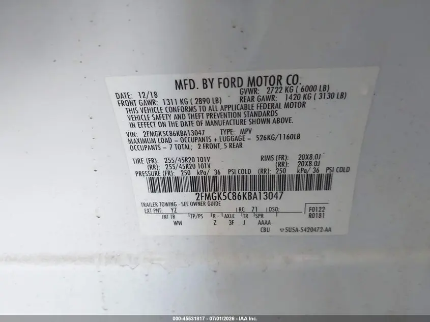 2019 FORD FLEX SEL