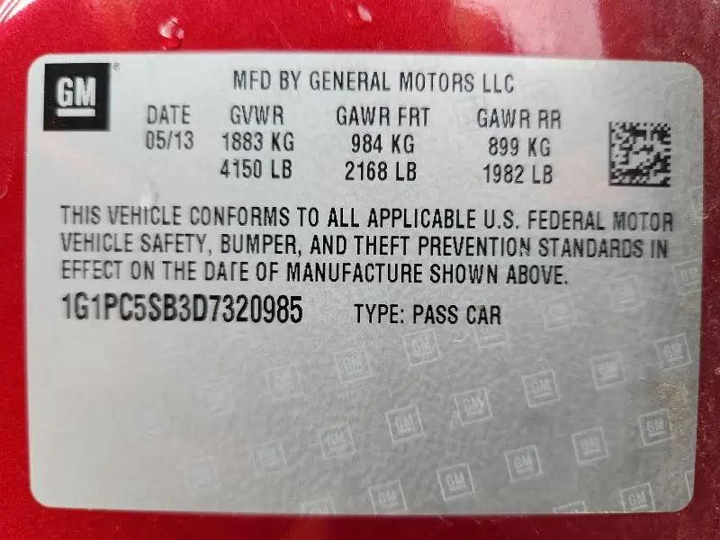 2013 CHEVROLET CRUZE LT  