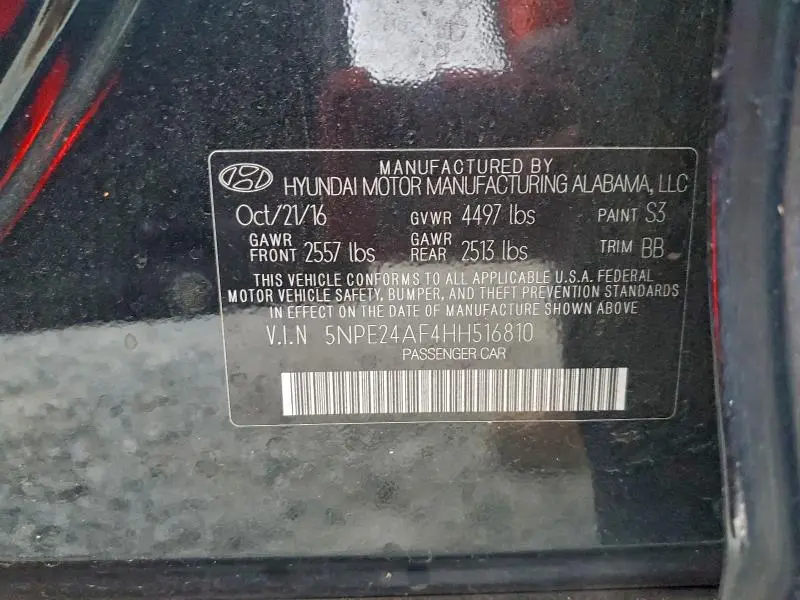 2017 HYUNDAI SONATA SE  