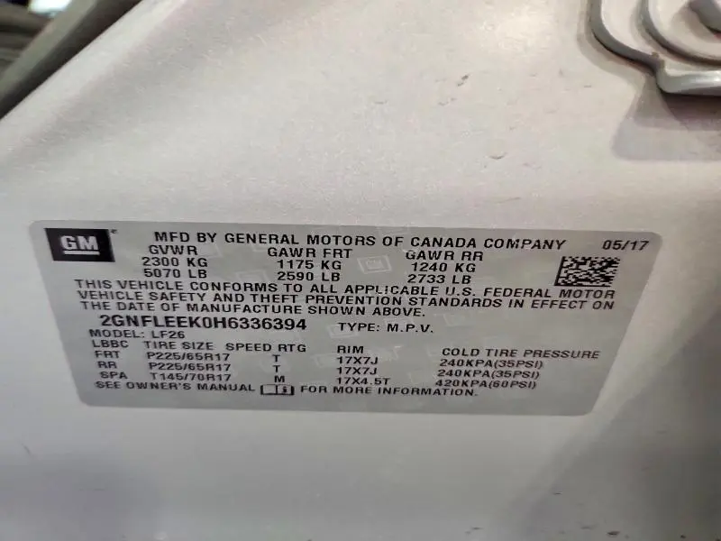 2017 CHEVROLET EQUINOX LS  