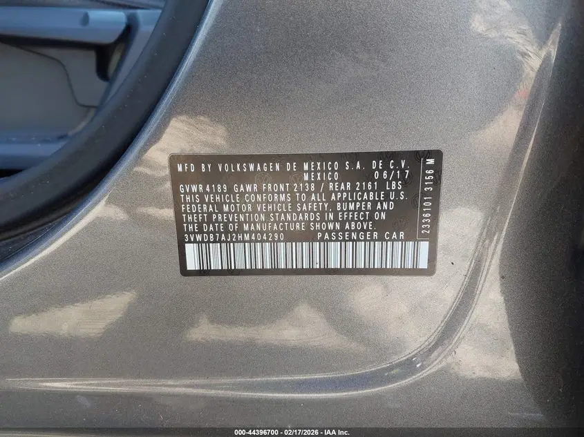 2017 VOLKSWAGEN JETTA 1.4T SE