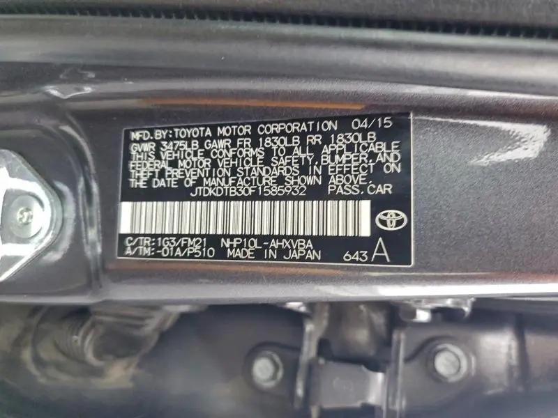 2015 TOYOTA PRIUS C TWO  