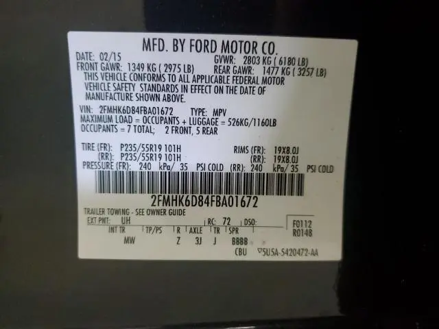 2015 FORD FLEX LIMITED  