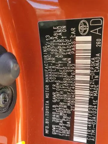 2013 TOYOTA COROLLA BASE
