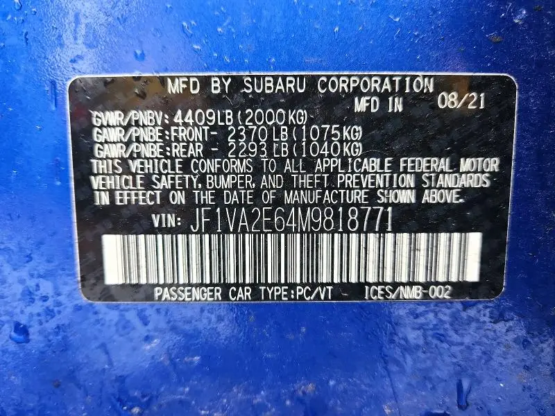2021 SUBARU WRX STI  