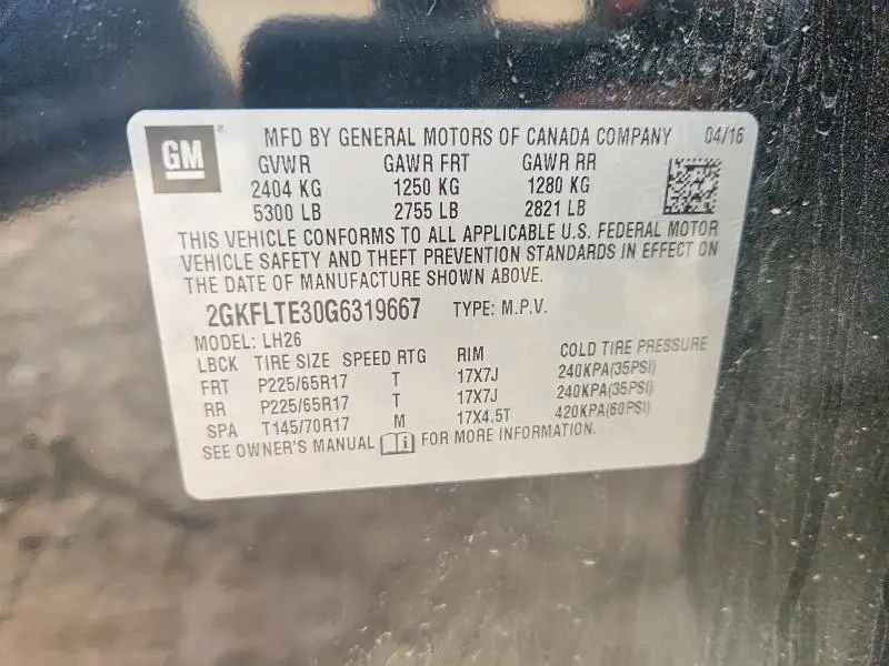 2016 GMC TERRAIN SLE  